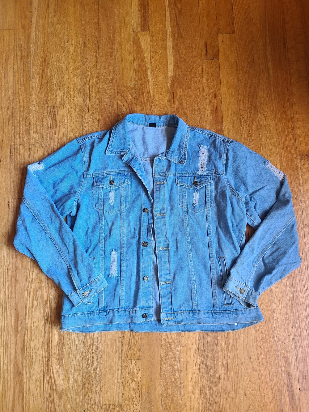 Light Blue Distressed Denim Jacket